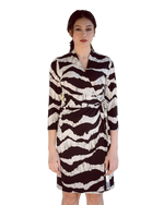 Classic Fit Wrap Dress, 3/4 Sleeves, Black & White Torn Paper Print 2