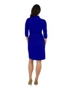 Classic Fit Wrap Dress, 3/4 Sleeves, Royal Blue