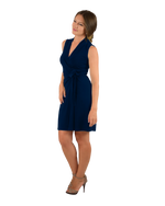Classic Fit Wrap Dress, Sleeve Less Navy