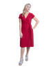 A-Line Wrap Dress, Cap Sleeves No Collar, Deep Red