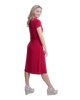 A-Line Wrap Dress, Cap Sleeves No Collar, Deep Red