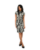 Michelle - High Neck Office Smart Dress - Blitzy Black & White Print