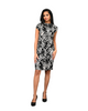 Michelle - High Neck Office Smart Dress - Blitzy Black & White Print