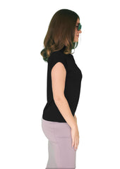 High Neck Cap Sleeve Top - Uneven Polka Dot