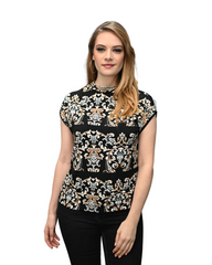 High Neck Cap Sleeve Top - Guild Print