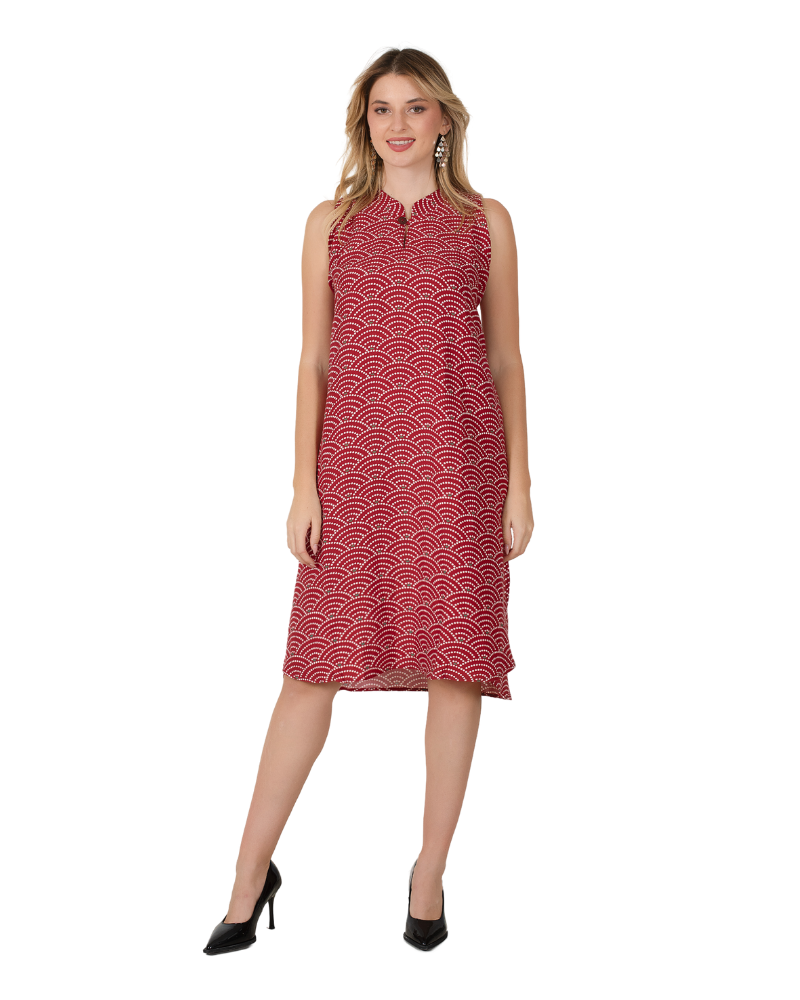 ME - Anna Rainn Elegant Versatile Tie Panel Dress for Women - Becoming You - Haute Red