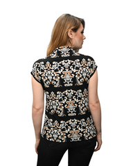 High Neck Cap Sleeve Top - Guild Print