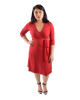 A-Line Wrap Dress with 3/4th Sleeves & Collar