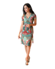 A-Line Wrap Dress, Cap Sleeves, No Collar, Happy Flowers Print (Last 2 peices)