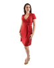 A-Line Wrap Dress, Cap Sleeves with Collar, Red