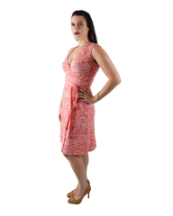 A-Line Wrap Dress, Orange Paisley