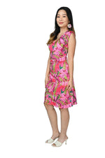 Faux Wrap Dress - Fantastic Flora - Pink