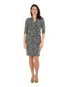 Classic Fit Wrap Dress, Leaf Print in Black and White