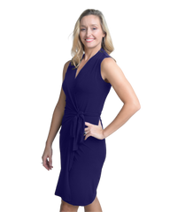 Classic Fit Sleeveless Wrap Dress, Deep Blue