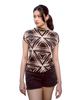 High Neck Cap Sleeve Top (NEW!) - Glowing Triangles (Brown/White)