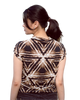 High Neck Cap Sleeve Top - Glowing Triangles Print