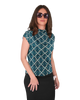 High Neck Cap Sleeve Top - Jade Tiles Print