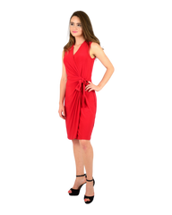 Classic Fit Wrap Dress, Sleeveless, Red