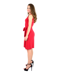 Classic Fit Wrap Dress, Sleeveless, Red