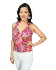 Signature Sleeveless Faux Wrap Top - Fantastic Flora Print