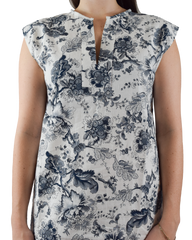 V-Neck Shift Dress, Bluish Grey Floral_Final Sale_Offer