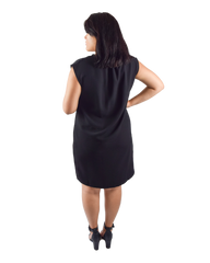 V-Neck Shift Dress, Black