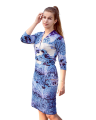 Zacket Set - Zoom Jacket and Skirt - Blue Swirls Print