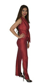 Ankle length skirt, with 2 side slits - Shiny Foil Red