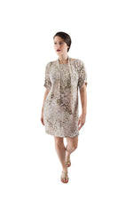 Button Sleeve Dress, Eclectic Animal Print