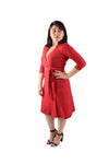A-Line Wrap Dress, Red