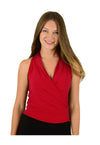 Signature  Sleeve Less Faux Wrap Top - Red (NEW!)