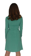 A-Line Wrap Dress,Full sleeve - Mint Green Small Polka Dot