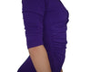 Faux Wrap Dress, Purple - 3/4th Sleeves