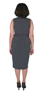 Classic Fit Wrap Dress (Small) Polka Dot, Black and White