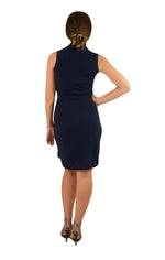 Classic Fit Wrap Dress, Sleeve Less Navy